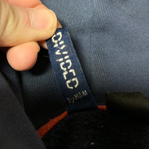 Divided by H&M Pullover Hoodie Red Blue Color Block Casual Pocket Mens Size S - Picture 3 of 4